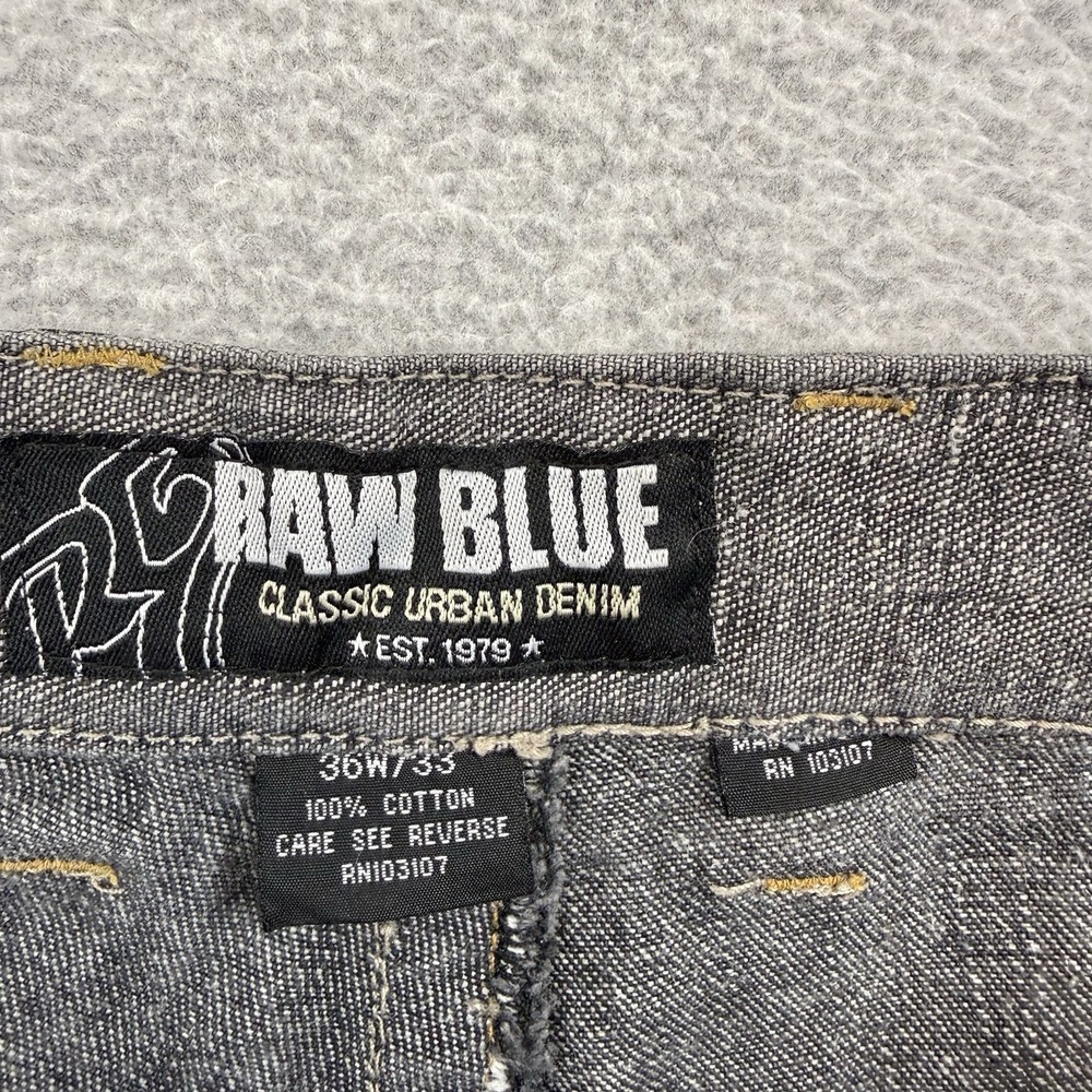 Vintage RAW BLUE Air Force Sneaker Y2K 3D Embroidered Baggy Jeans Shoe 36x32 - Picture 5 of 13